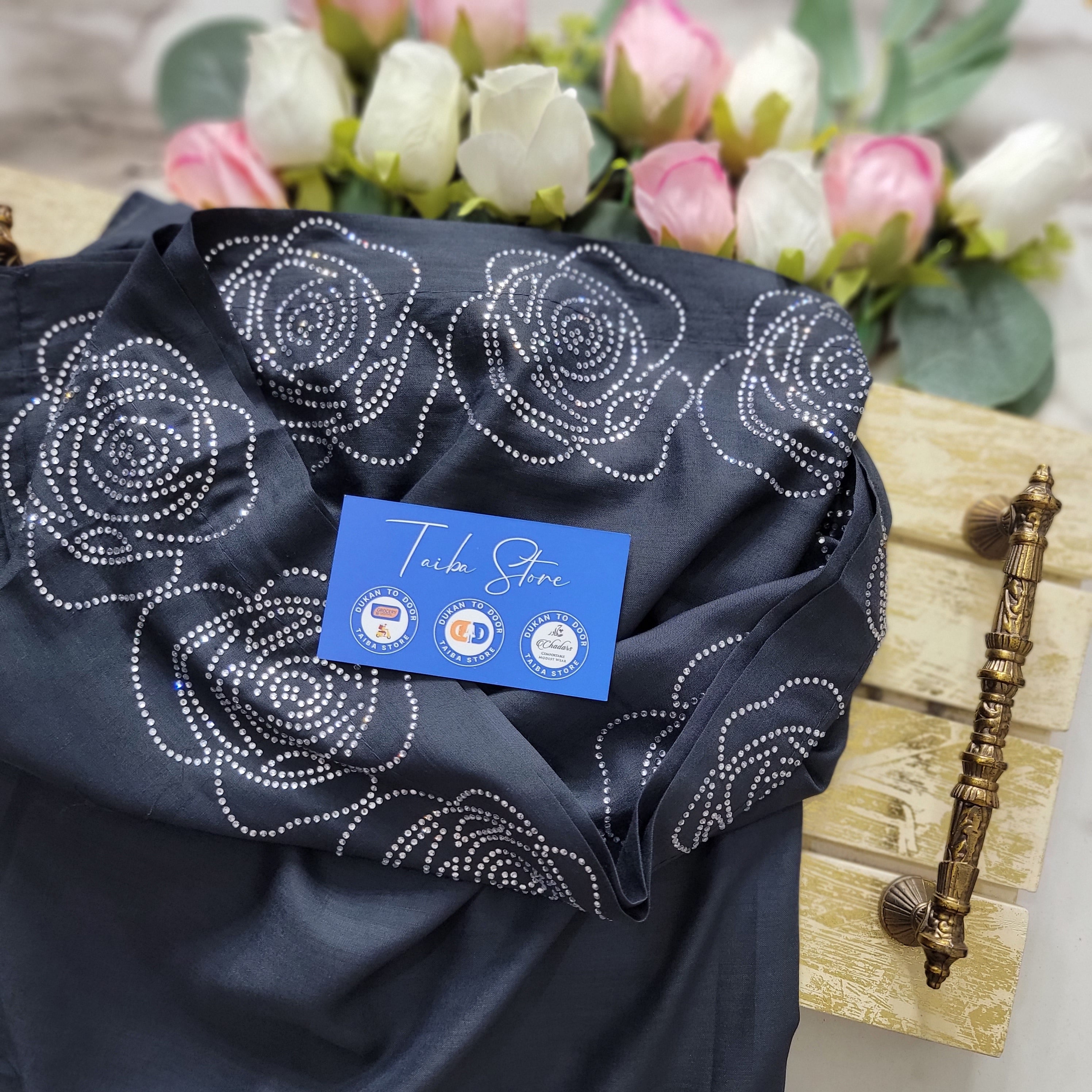 Rose Stone Work Chadar – Swiss Lawn Fabric