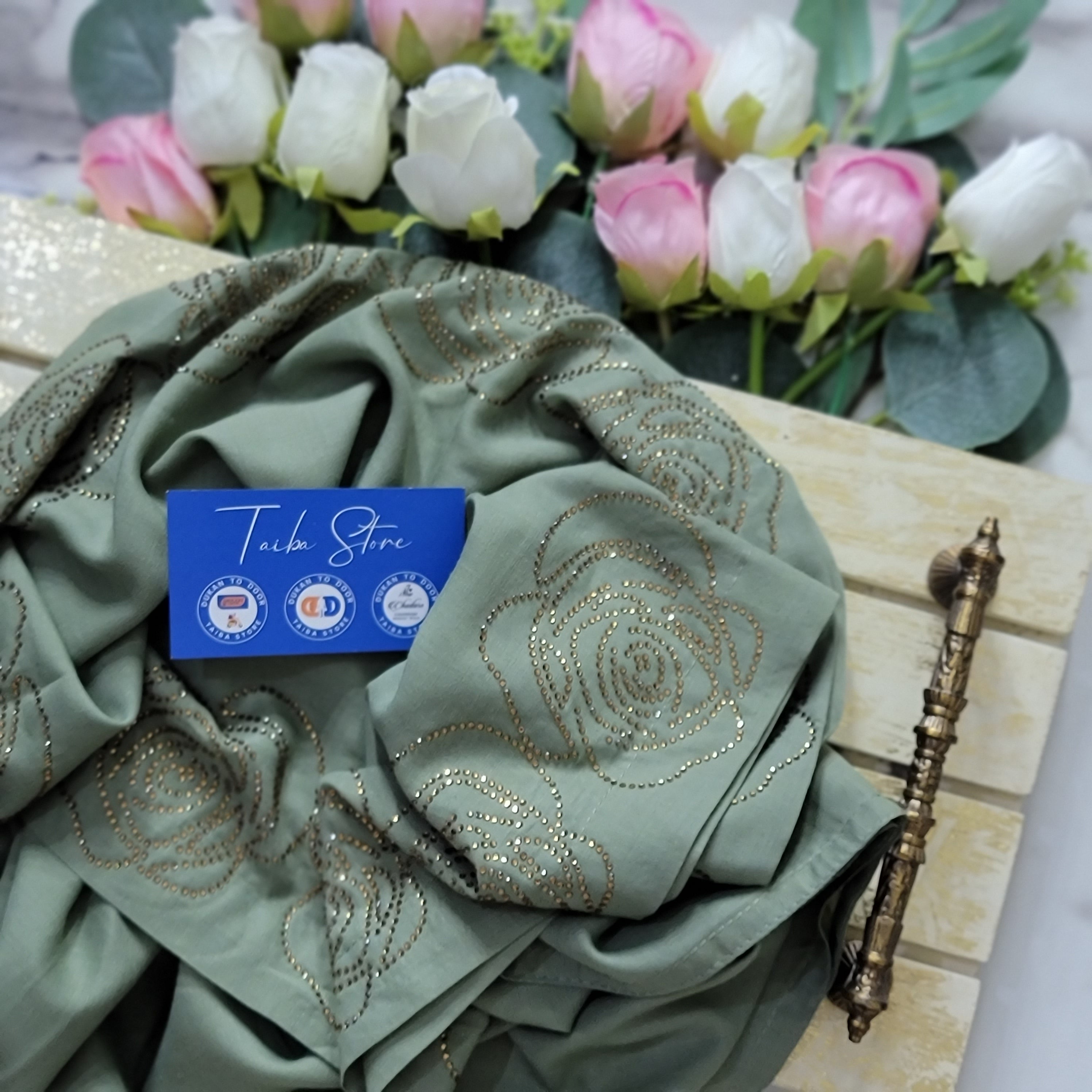 Rose Stone Work Chadar – Swiss Lawn Fabric