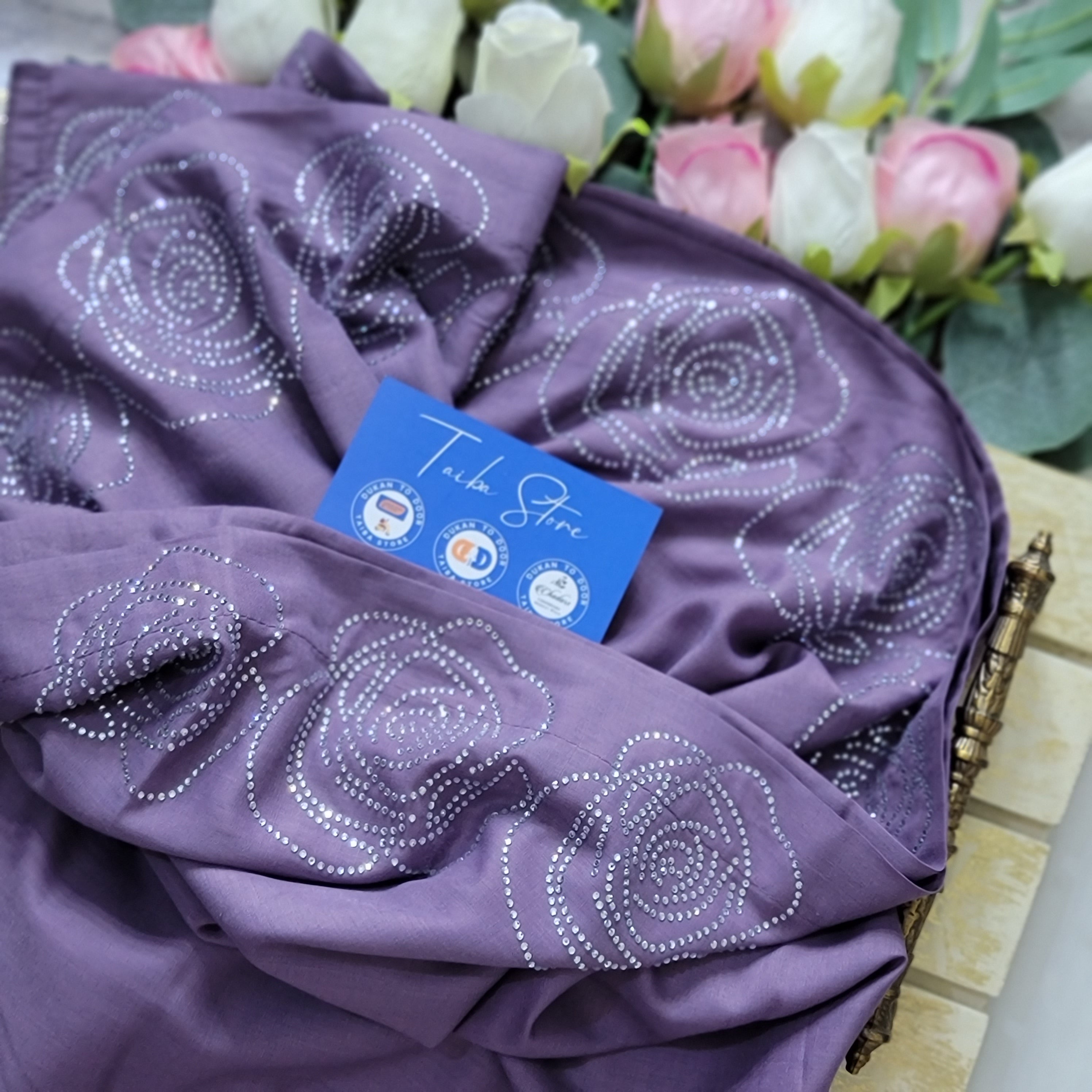 Rose Stone Work Chadar – Swiss Lawn Fabric