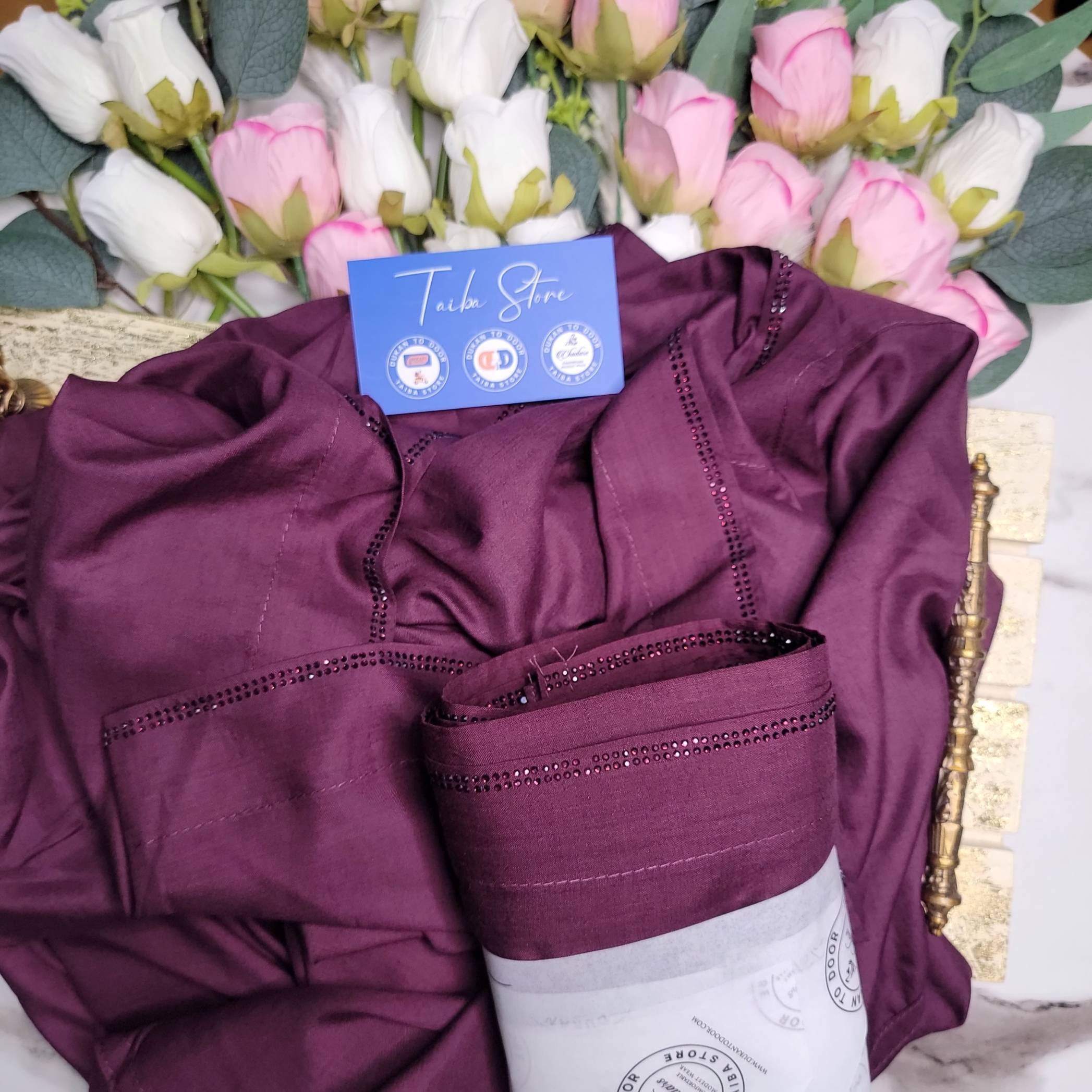 Swiss Lawn purple chadar with StoneLine border – lightweight breathable fabric